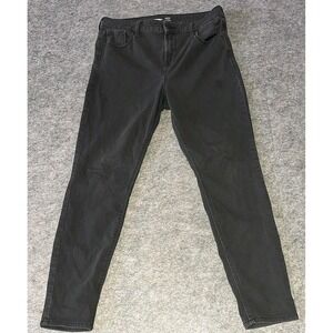 Old Navy Womens 12 Petite Black Denim Jeans Rockstar Super Skinny High Rise Flaw